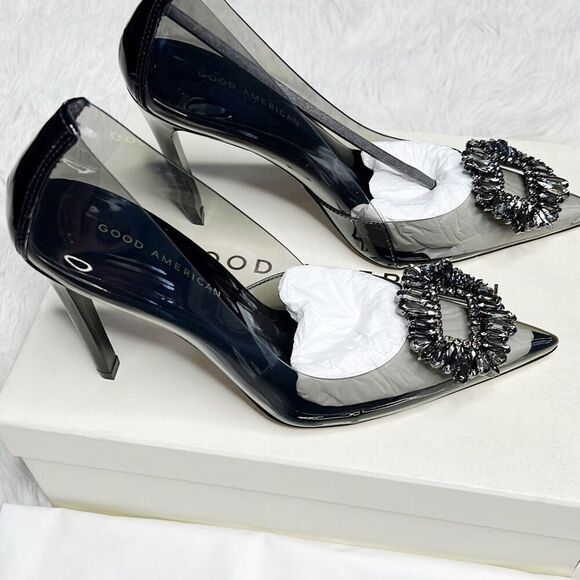 Good American Cinderella Lucite Pump Light Smoke NIB Size 9 Cinder-F*cking-Rella - Picture 4 of 9